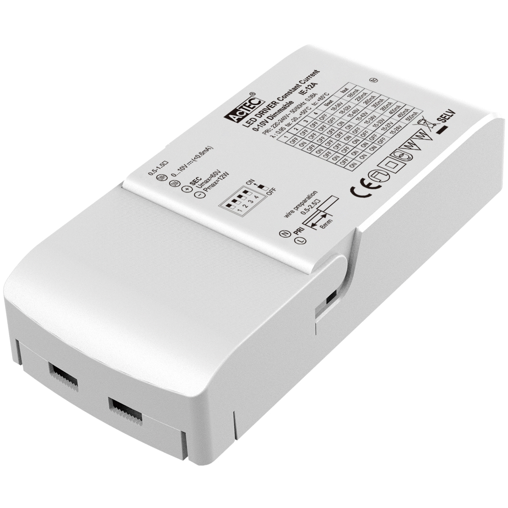 12W 180mA-500mA 0/1-10V Dimming LED Driver (CC)