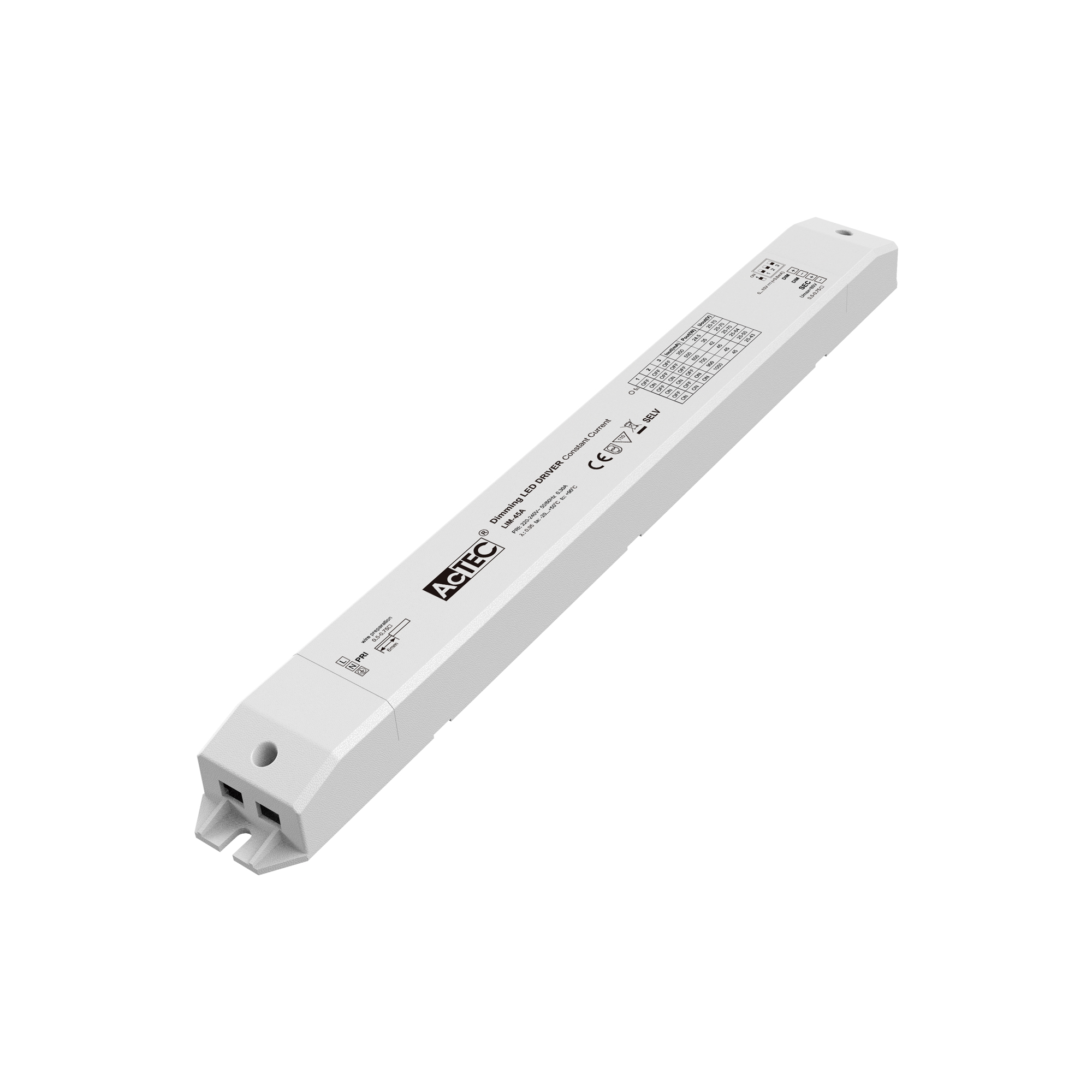 45W 350mA-1050mA 0/1-10V Dimming LED Driver (CC)